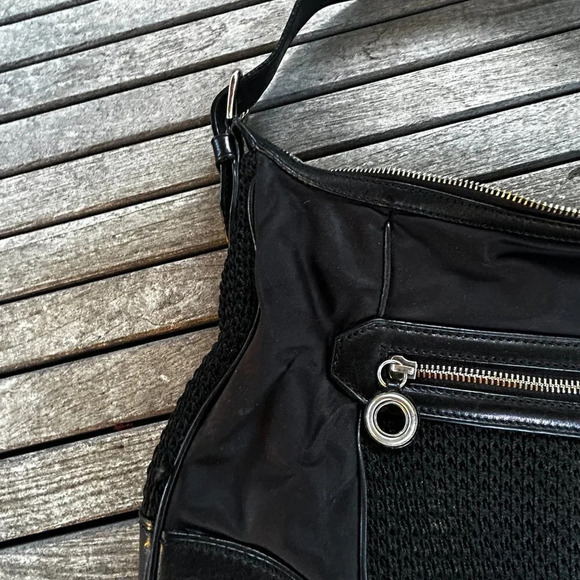 Cole Haan Black Leather and Canvas Handbag - Picture 7 of 12